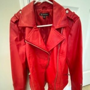 INC Brand. Red Faux Leather Jacket.
